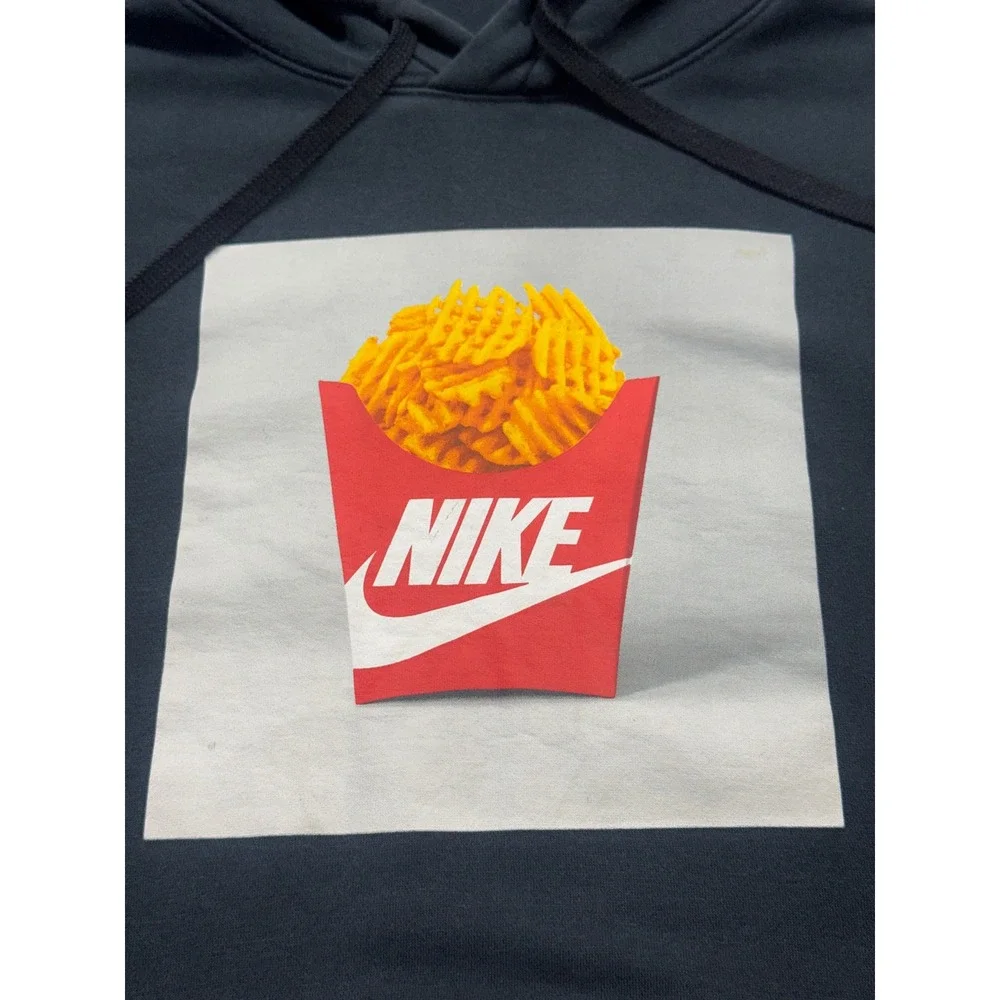 Nike Mens French Fries Graphic Hoodie Black Pullover Fleece L Large DW2274-010